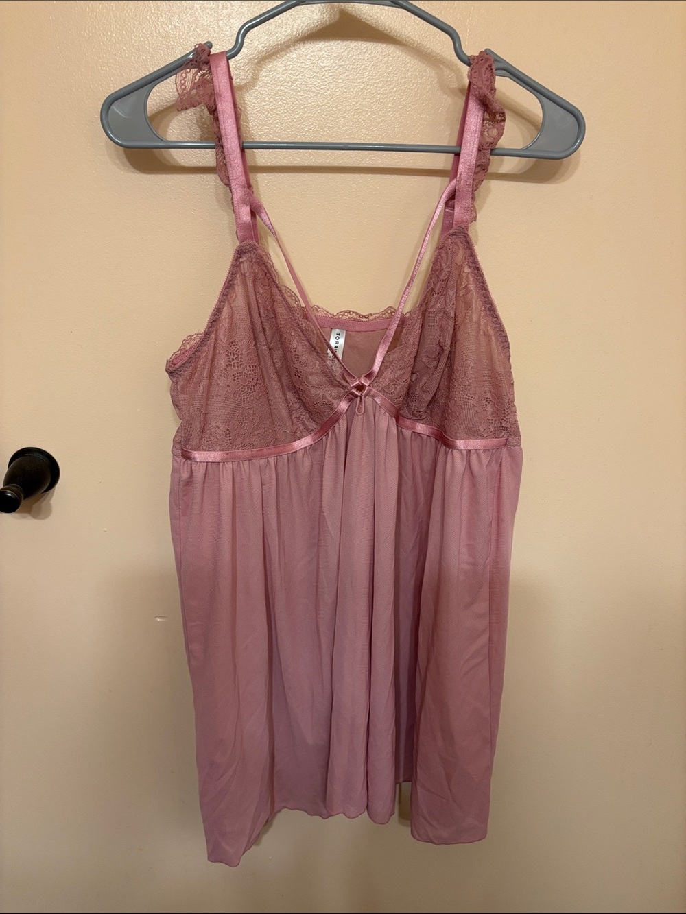 Lace-Trim Satin Chemise Slip - Dusty Mauve